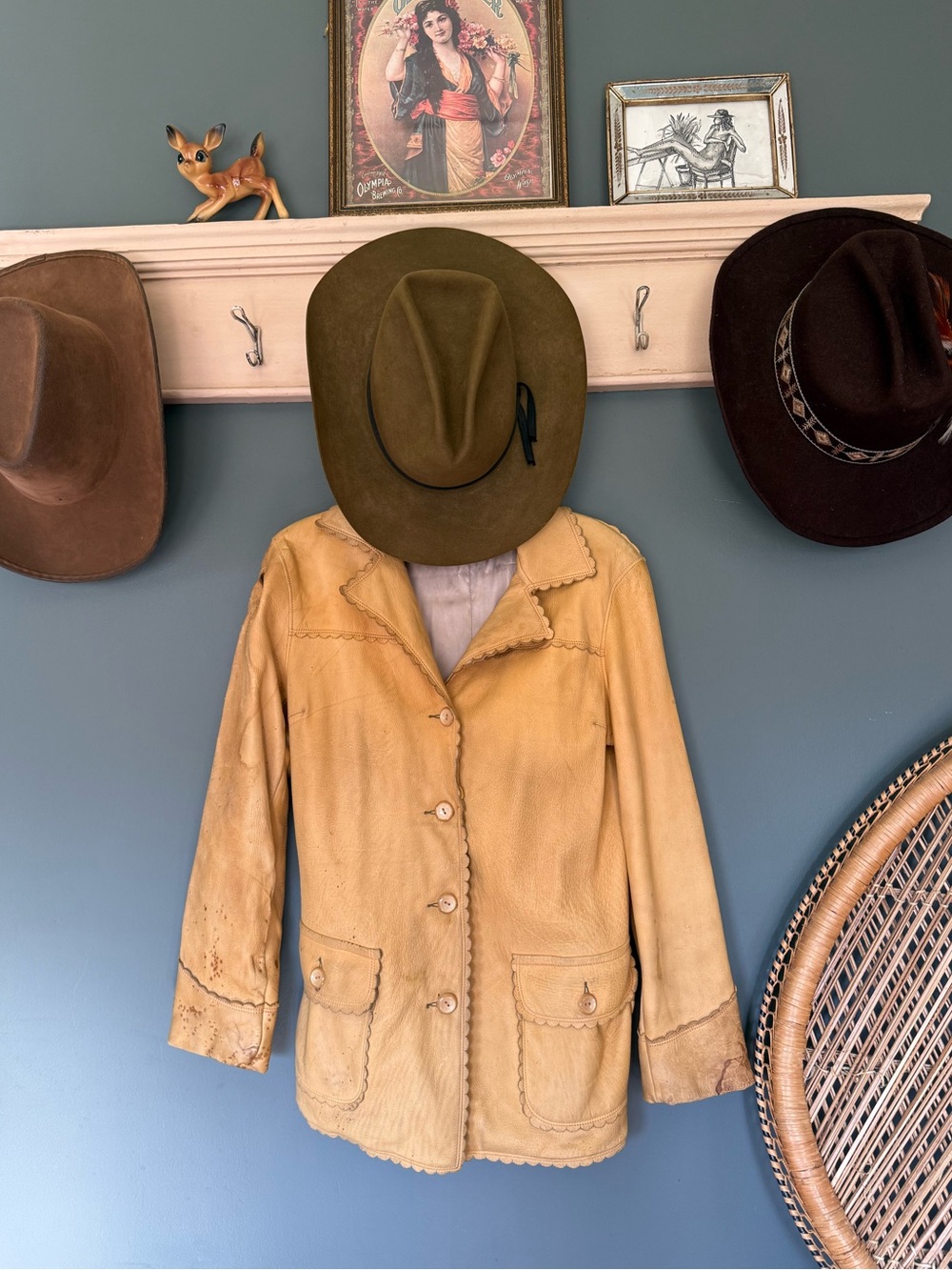 Vintage 1970’s made in Seattle WA mustard yellow Leather Jacket sz small